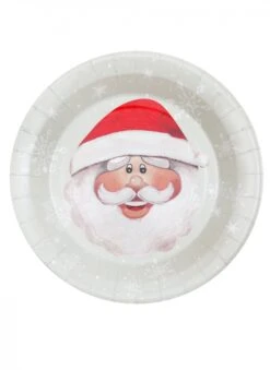 10 Assiettes En Carton Père Noël Rouge 23 Cm