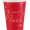 10 Gobelets En Carton Joyeux Noël Rouges Et Dorés 7,8 X 9,7 Cm