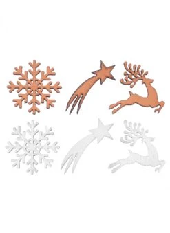 12 Confettis En Bois Noël Enchanté Blancs Et Rose Gold 3 X 3 Cm