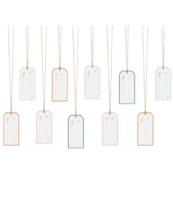 12 Etiquettes En Carton De Noël 9 X 4 Cm