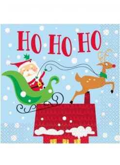 16 Serviettes En Papier Père Noël Coloré 33 X 33 Cm