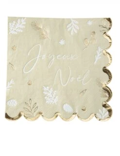 16 Serviettes Noël Botanique Vert De Gris 33 X 33 Cm