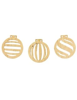 18 Confettis En Bois Ajouré Boules De Noël 2,5 X 2,3 Cm