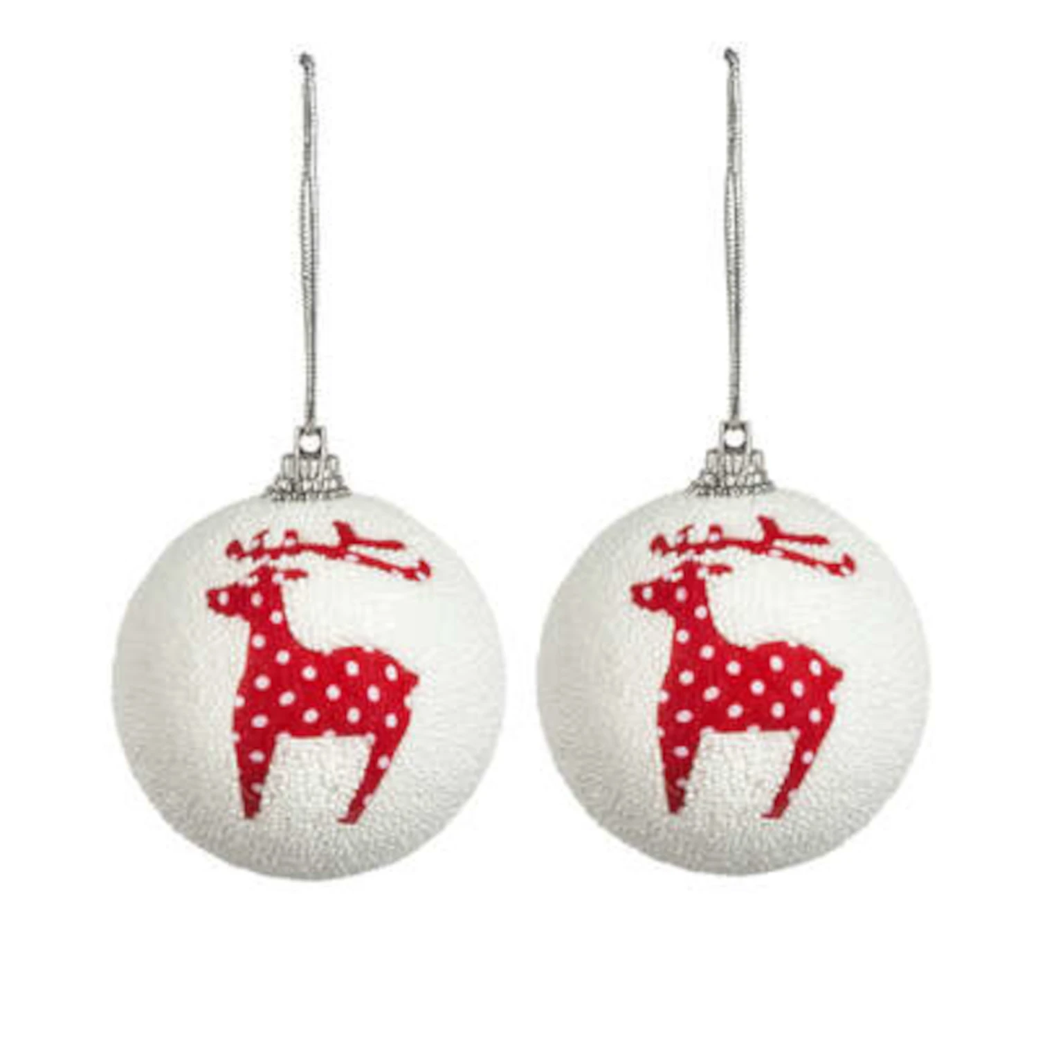 2 Boules De Noël Rouges Et Blanches 6 Cm Modèle Aléatoire 4 2 Boules De Noël Rouges Et Blanches 6 Cm Modèle Aléatoire – Image 2