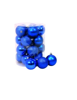 20 Boules De Noël Bleu Roi 8 Cm