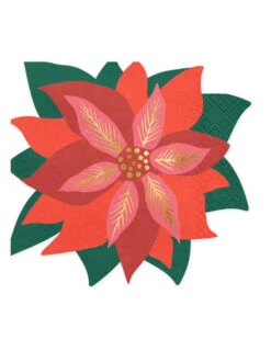 20 Serviettes En Papier Fleur De Noël 15,5 X 14,5 Cm