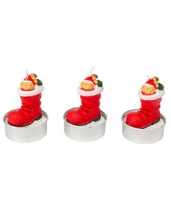 3 Bougies Botte Du Père Noël 5,5 X 3,5 Cm