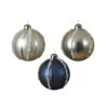 3 Boules De Noël En Verre Bleu Marine Et Argent Avec Perles 8 Cm -Decoration Magasin 3 boules pour sapin nuit 8 cm 336557