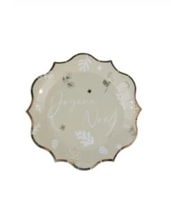 8 Assiettes Noël Botanique Vert De Gris 23 X 23 Cm