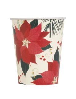 8 Gobelets Carton étoile De Noël Blanc Rouge Doré 266 Ml