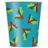 8 Gobelets En Carton Houx De Noël Bleu 266 Ml -Decoration Magasin 8 gobelets en carton houx de noel bleus et verts 266 ml 316289