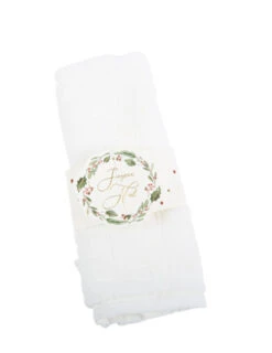 8 Ronds De Serviettes Joyeux Noël Tradi Chic 22,5 X 5cm