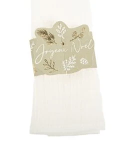 8 Ronds De Serviette Noël Botanique Vert De Gris 22,5 X 5,5cm