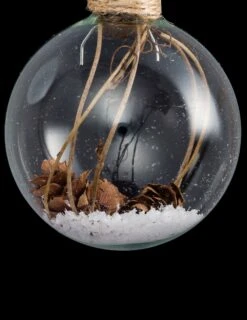 Boule De Noël En Verre Avec Pommes De Pin 6 Cm -Decoration Magasin boule de noel en verre avec pommes de pin 6 cm 334797 5