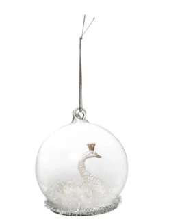 Boule De Noël En Verre Cygne Blanc 8 Cm