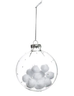 Boule De Noël En Verre Boules De Coton 8 Cm