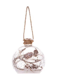 Boule De Noël En Verre Petite Fiole Givrée 9 Cm
