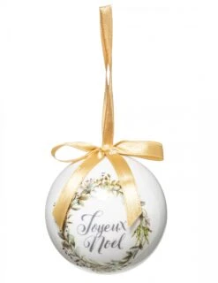 Boule De Noël Couronne Végétale Et Satin 7,5 Cm