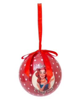 Boule De Noël Imprimée Pin Up Et Ruban 7,5 Cm