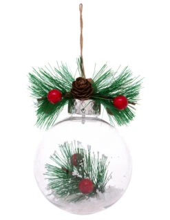 Boule De Noël Naturelle Avec Neige Et Sapin 8 Cm Modèle Aléatoire