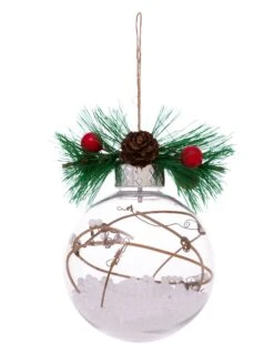 Boule De Noël Naturelle Avec Neige Et Sapin 8 Cm Modèle Aléatoire -Decoration Magasin boule de noel naturelle avec neige et sapin 8 cm 334827 2