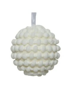 Boule De Noël Effet Coton Et Paillettes 8 Cm