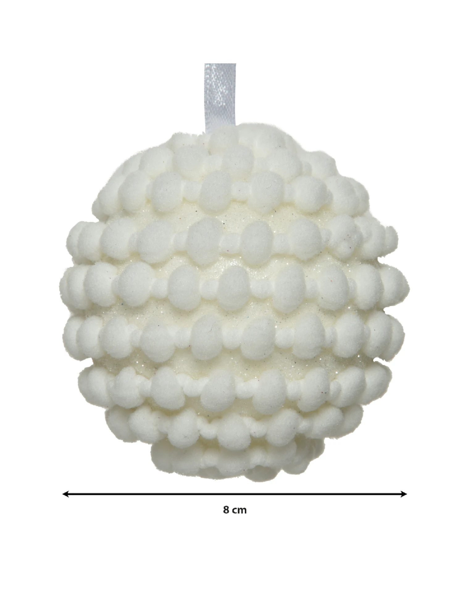 Boule De Noël Effet Coton Et Paillettes 8 Cm 4 Boule De Noël Effet Coton Et Paillettes 8 Cm – Image 2