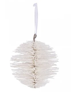 Boule De Noël Blanche Pailletée 15 Cm