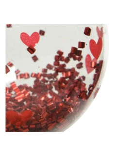 Boule De Noël Transparente Avec Cœurs Rouges Et Confettis 8 Cm -Decoration Magasin boule transparente avec c oeurs rouges 8 cm 336509 2