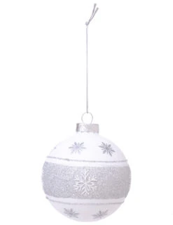 Boule De Noël En Verre Flocon Argenté 7 Cm