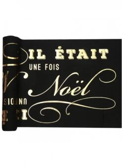 Chemin De Table En Coton Il était Une Fois Noël Noir 3 M X 28 Cm