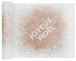 Chemin De Table En Coton Joyeux Noël Paillettes Rose Gold 3 M X 28 Cm