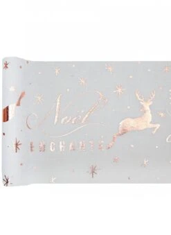 Chemin De Table En Coton Noël Enchanté Rose Gold 3 M X 28 Cm
