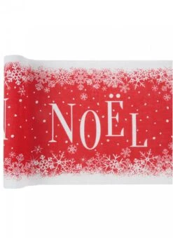 Chemin De Table En Coton Noël Enneigé Rouge 3 M X 28 Cm