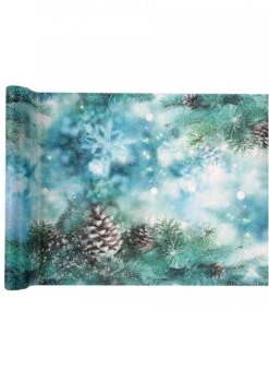 Chemin De Table En Polyester Noël Givré 5 M X 30 Cm