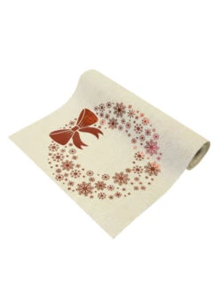 Chemin De Table En Toile Couronne De Noël Rouge 4 M X 28 Cm