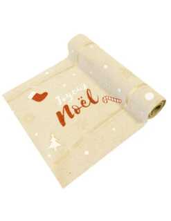 Chemin De Table En Toile Effet Naturel Joyeux Noël 3,5 M X 28 Cm