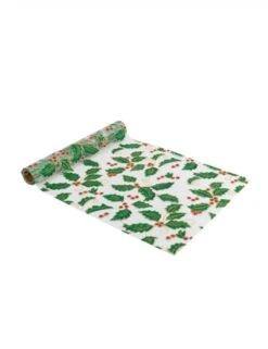 Chemin De Table Organza Et Paillettes Houx De Noël 28cm X 3m
