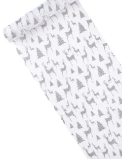 Chemin De Table En Toile Rennes De Noël Argentés 28 Cm X 4 M