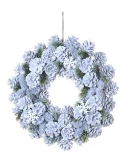 Couronne De Noël Pommes De Pin Givrées 35 Cm