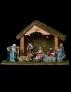 Crèche De Noël Lumineuse Avec 8 Santons 32 Cm