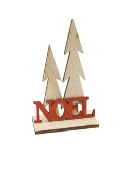 Décoration 2 Sapins De Noël En Bois Sur Socle 12 X 7,5 Cm