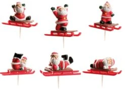 Décoration 6 Pics Bûche Luge Père Noël