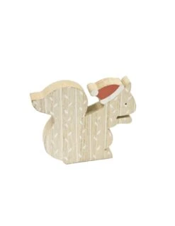 Décoration En Bois écureuil Avec Bonnet De Noël 11 X 10 Cm