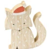 Décoration En Bois Renard Avec Bonnet De Noël 12 X 10 Cm