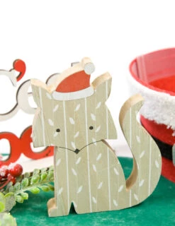 Decoration Magasin -Decoration Magasin decoration en bois renard avec bonnet de noel 12 x 10 cm 337247 3