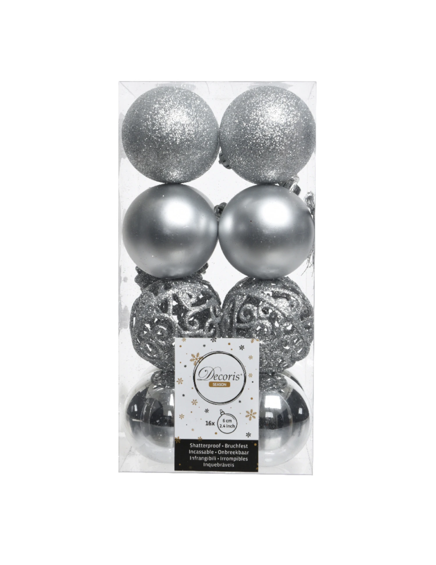 16 Petites Boules De Noël Argentées 6 Cm 4 16 Petites Boules De Noël Argentées 6 Cm – Image 2