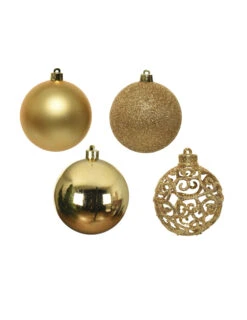 16 Petites Boules De Noël Dorées 6 Cm