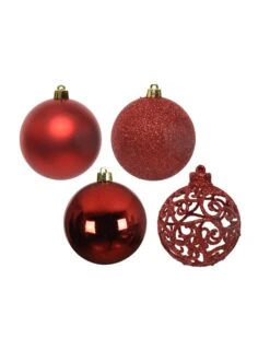 16 Petites Boules De Noël Rouges 6 Cm