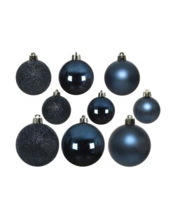 30 Boules De Noël Bleu Nuit 4 à 6 Cm